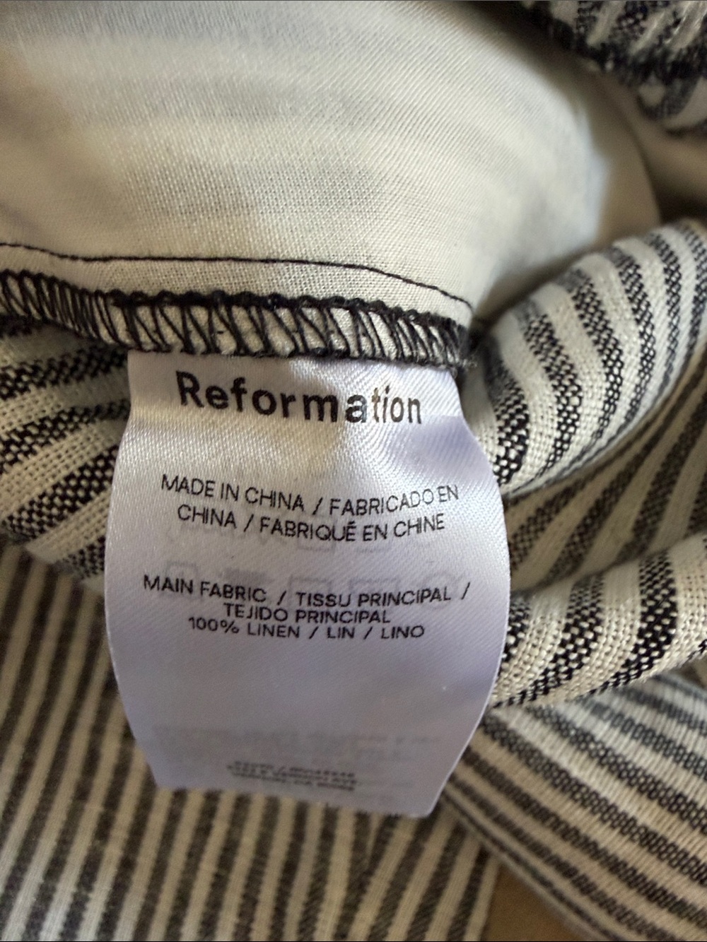 Reformation Ava Blue and White | Vertical Stripe 100% linen Pants - Picture 6 of 7